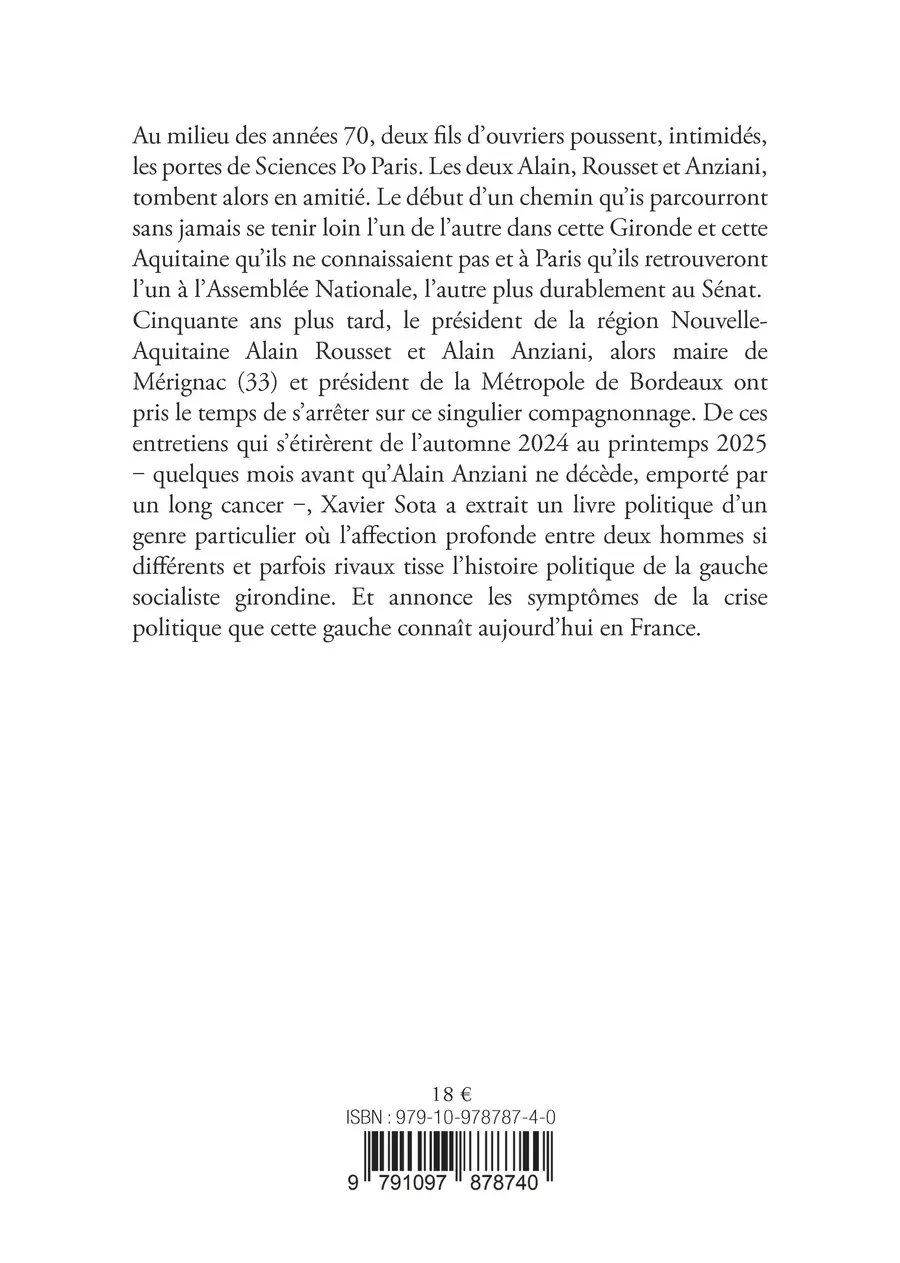Rousset-Anziani 50 ans d'amitié en politique, back cover