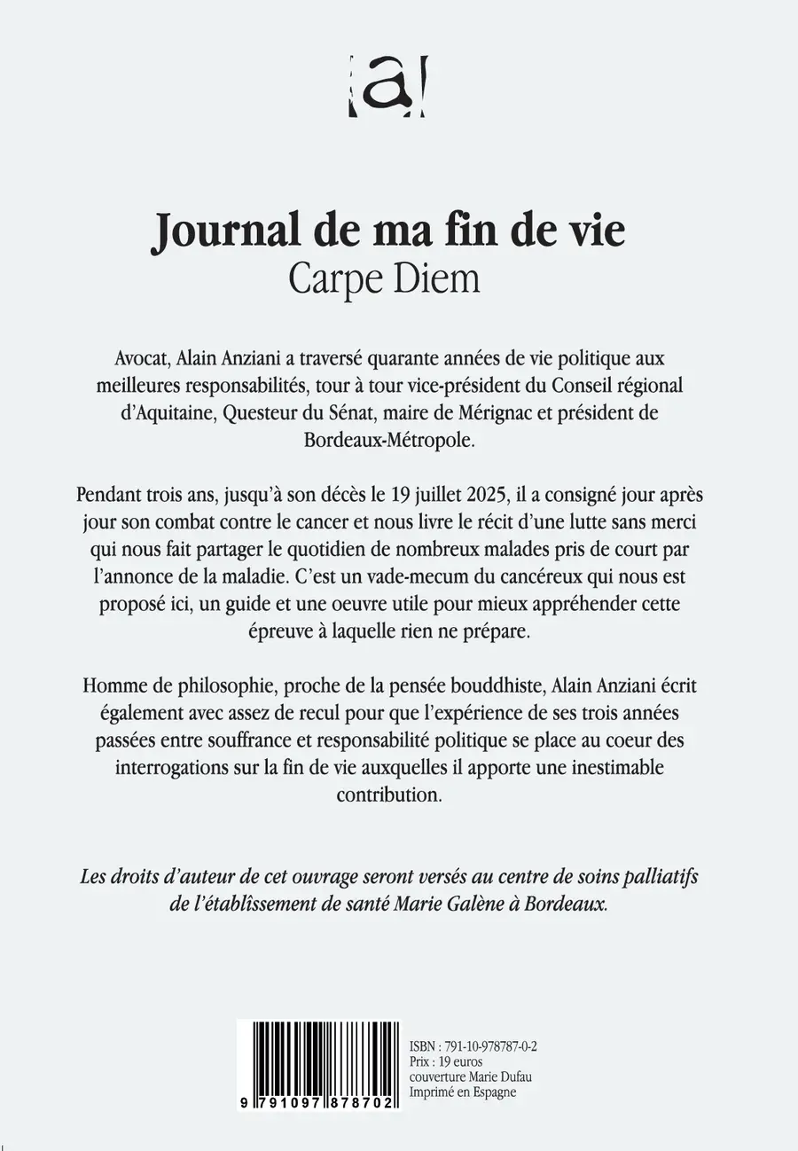 Journal de ma fin de vie, 4e de couverture